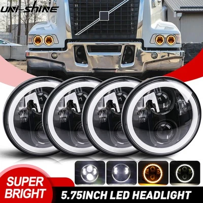 4pcs Fit Volvo VHD 2001-2019 Truck 5.75" Round LED Headlights Hi/lo Sealed Beam - Image 1 of 4