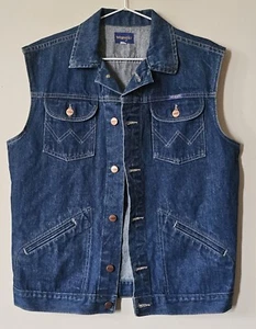 Vintage Wrangler Cotton Denim Vest. Size 40. Made in Hong Kong. - Picture 1 of 10