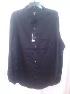 Van Heusen Premium No Iron Dress Shirt 3XLT Black Long Sleeve Button Up NEW~xx - Picture 1 of 9