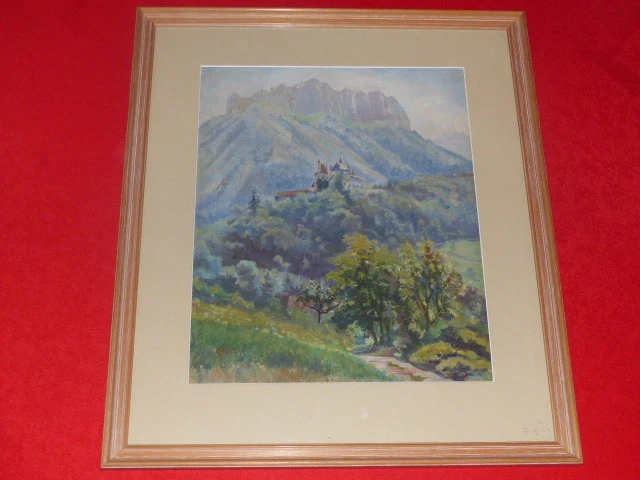 ATELIER PIERRE-ANTOINE CLUZEAU CHATEAU MENTHON (ANNECY) TEMPERA sur Carton 76x65 - Photo 1/1