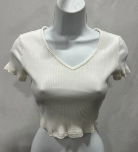 Shein ladies size S white crop top with v-neck - Picture 1 of 6
