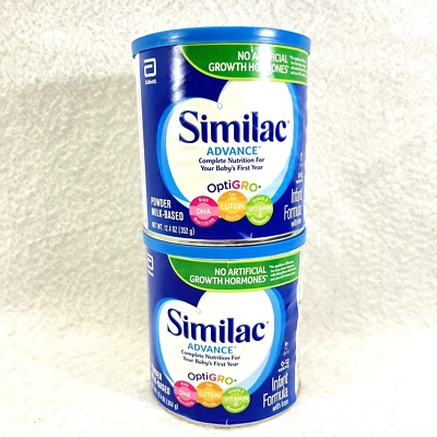 2 latas Similac "Advance" OptiGRO base de leite em pó fórmula infantil com ferro 12,4 oz - Imagem 1 de 4