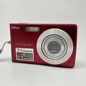 Nikon Coolpix S200 Red Digital Camera 3x Zoom Charger Battery SD CARD - Picture 1 of 15