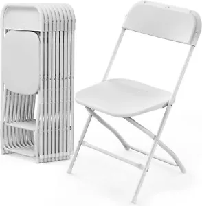 10 Pack White Plastic Folding Chair, Indoor Outdoor Portable Stackable - Picture 1 of 9