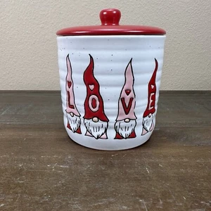 Tarro de almacenamiento Sheffield Home Gnome Love tapa roja decoración de San Valentín 5,5"" - Imagen 1 de 14
