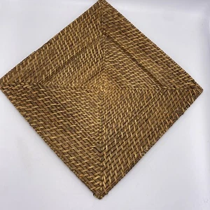 Rattan Wall Art x 5 Basket Home Decor Farmhouse Square Boho Hanging 14" Read - Picture 1 of 7