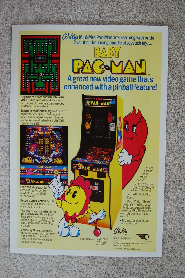 Baby Pacman Arcade flyer promotional poster  - Image 1 of 1