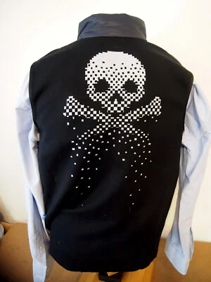 G/FORE Full Zip Pixelated Skull & T's Merino Wool & Nylon Vest NWT L $350 Black - Image 1 of 4