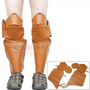 Coppia di armature medievali in pelle Greaves - Ottime per LARP Leg Armour Knight - Foto 1 di 2