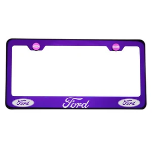 Laser Engraved Ford Blue Purple Chrome License Plate Frame T304 Stainless Steel - Bild 1 von 10