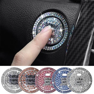 Push to Start Button Cover Car Accessories for Women Bling Ring Emblem Sticker - Picture 1 of 18