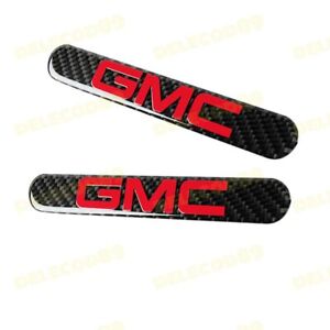 X2 For GMC Carbon Fiber Car Trunk Side Fenders Door Badge Scratch Guard Sticker