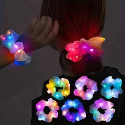 LED Scrunchies for Women, Christmas LED Glow Hair Bands, Light Up Hair