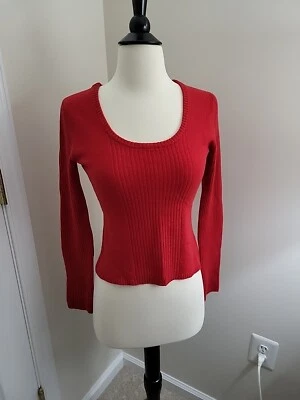 Suéter rojo tejido ligero cachemir medio suave cuello redondo Y2K de colección para mujer  Foto 1 de 4