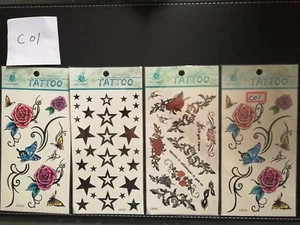 4x TEMPORARY TATTOO Costume Party Body Art Fake tattoo Stickers (20.5cmx10cm) - Bild 1 von 16