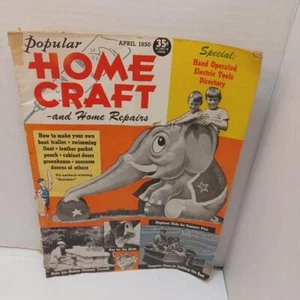 Vintage April 1950 Popular Home Craft Magazine Woodworking Bird House Chimney - Picture 1 of 8