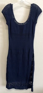 Vestido midi de ganchillo azul marino Banana Republic para mujer talla L Y2K - Imagen 1 de 12