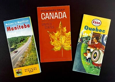 1950s-60s Canada Highway Maps Vintage Brochure Lot Quebec Esso Manitoba Province - Image 1 of 4