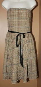 Vestido a Cuadros COREY LYNN CALTER Marrón Azul Rosa Glen 4 Mezcla de Lana de Algodón Arrugado - Imagen 1 de 5
