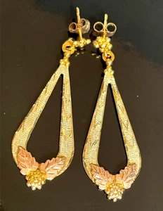 BLACK HILLS MULTI-TONE GOLD DANGLE EARRINGS - Picture 1 of 9