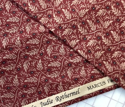 Maroon Cotton Fabric REMNANT, 15L x 44W, Marcus Fabric #0381, Judie Rothermel - Image 1 of 3
