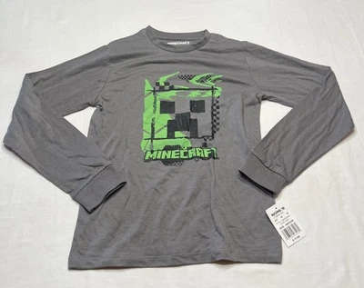 Minecraft Boys Longsleeve Grey T Shirt Minecraft Graphic Print Size Medium - Image 1 of 4