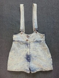 Vintage 80s 90s Acid Wash Overall Booty Shorts Suspender Hot Pants XS/S - Picture 1 of 9