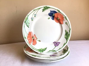 Vtg Lot Of 4 Villeroy & Boch Amapola Germany Embossed Floral Round Dinner Plates - Picture 1 of 8