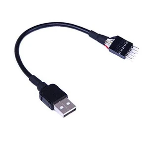 9-Pin USB Motherboard Male Header to Single USB 2.0 Type A Male Cable 7.8inch - Afbeelding 1 van 8
