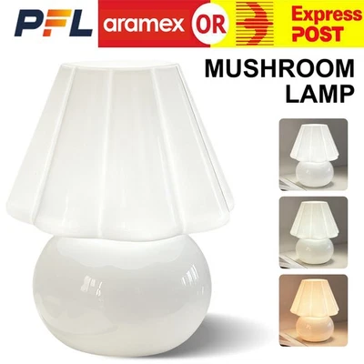 Glass Mushroom Bedside Table Lamp USB Small Nightstand Light Home Decor Gift - image 1 of 4