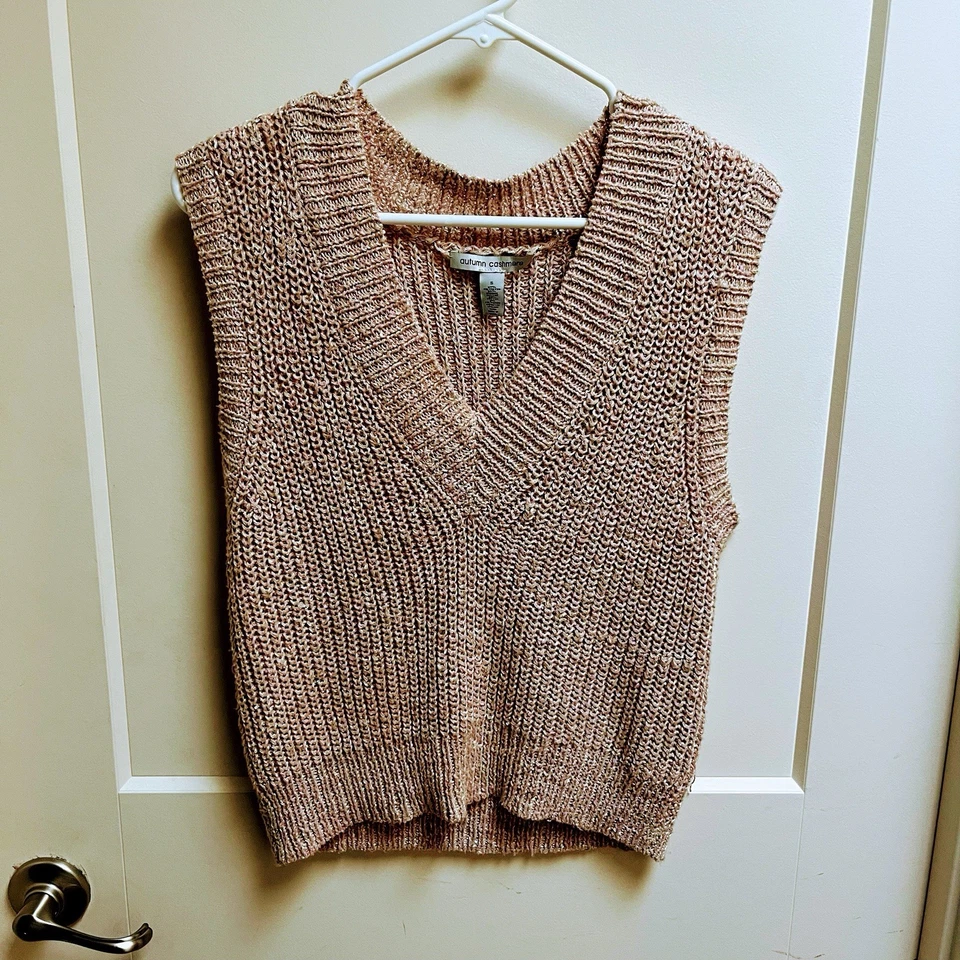 Suéter Otoño Cachemira Para Mujer Tejido Brillante Cuello en V Beige Talla Pequeña Foto 1 de 4