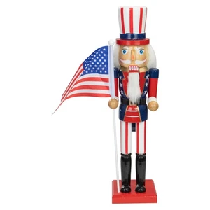 Northlight 15 rot blau Holz Uncle Sam Weihnachten Nussknacker Tischdeko - Bild 1 von 5