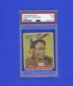 1933 Goudey Indian Gum #128 Jefe de la Tribu Pawnee - Serie 288 - ¡Tarjeta difícil! - Imagen 1 de 2