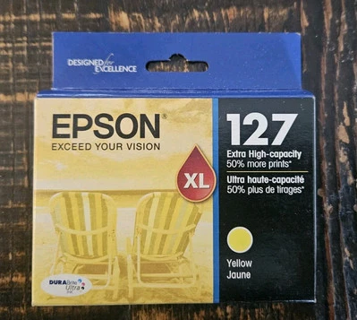 New Genuine Epson 127XL Yellow Color Ink Cartridge High Capacity 2019 - Image 1 of 2