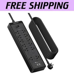28 Inch Long Heavy Duty Power Strip - 12 Outlets, 3 USB, and Overload Protection - Picture 1 of 11