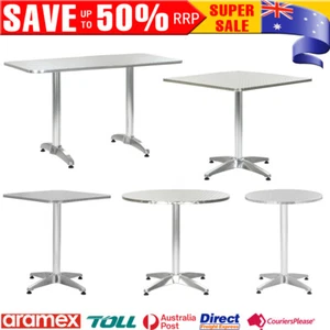 Rectangle Round Outdoor Garden Tea Coffee Table Balcony Patio Silver Aluminium - Picture 1 of 26