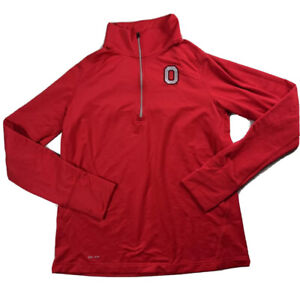 Nike Dri-Fit Ohio State Buckeyes 1/4 Zip Pullover Red Womens Size L 