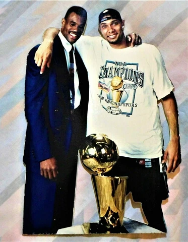 Tim Duncan & David Robinson 1999 NBA Champions Acrylic Display w/Magnet Cover