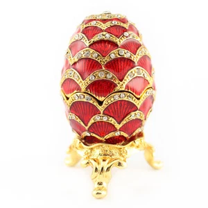 Rotes Faberge Ei Schmuck Schmuckkästchen Dekoration Geschenk süß Geschenk sammeln 02025A - Bild 1 von 3