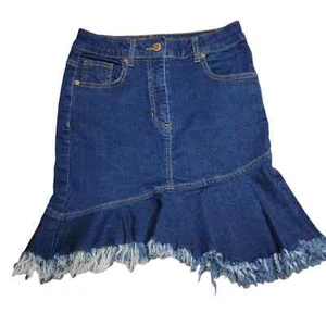 PARISIAN Women's Regular Unfinished Hem Medium Wash Denim Jean Skirt Size 6 Blue - Picture 1 of 13