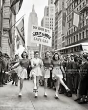 Skate to Work - Save Gas - 1940s Broadway Roller Vanities Girls - New York NYC