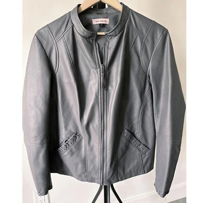 1X Chaqueta de Cuero Sintético Forrada Gris Gunmetal Para Mujer Business Classy Stitch Fix Foto 1 de 4