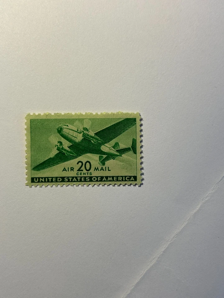 Марки авиапочты США SC C-29 двухмоторный транспортный самолет как новые без наклеек и следов 1941-44 - Изображение 1 из 1