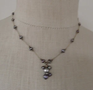 Vintage Sterling Silber 925 Halskette Barock Traube Perle Cluster Strang Collier - Bild 1 von 7