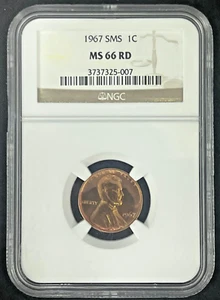 1967 SMS Lincoln Memorial Cent NGC MS 66 RD SP66RD Gem Coin 1C - Picture 1 of 3