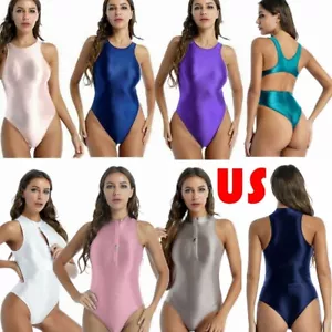 Hochglanz-Damen-Body einteilig ärmellose Bademode glänzend Badeanzüge Trikot - Bild 1 von 52