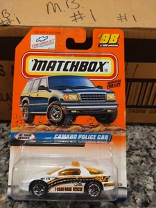 1999 Matchbox At Your Service Camaro Police Car White 1:64 Scale  - Picture 1 of 5