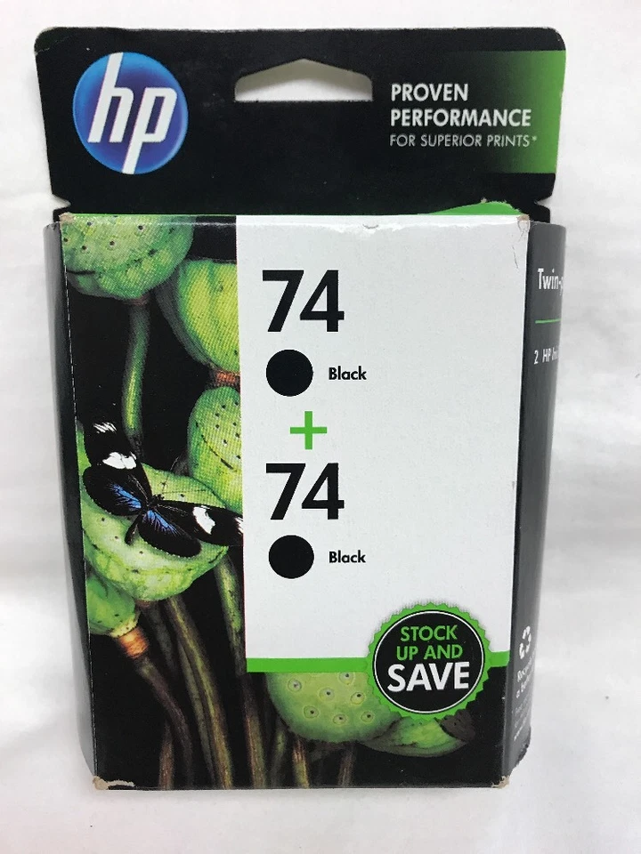 2 Genuine HP 74 Black Ink Printer Cartridges CZ069FN Factory Exp May 2016
