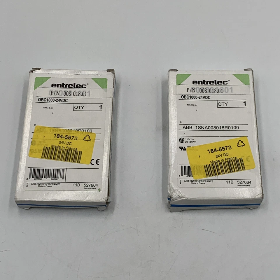 Lot of 2 Pcs - Entrelec 184-5573 OBC1000-24VDC Optocoupler Solid State Relay New - Image 1 of 4