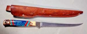 RARE UNCLE HENRY SCHRADE 167 FILLET KNIFE W/ SHEATH AZURITE TURQUOISE HANDLE - Picture 1 of 10
